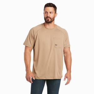 Men's Ariat Rebar Heat Fighter Short Sleeve Khaki | HFYP-19507