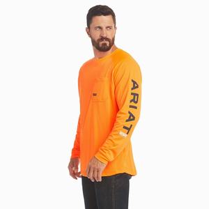 Men's Ariat Rebar Heat Fighter T Shirts Orange | FJBN-07481