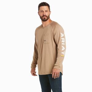 Men's Ariat Rebar Heat Fighter T Shirts Khaki | OIVS-39871