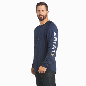 Men's Ariat Rebar Heat Fighter T Shirts Navy | RFGA-19704