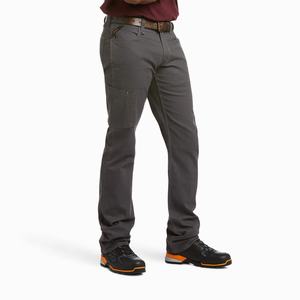 Men's Ariat Rebar M4 Low Rise DuraStretch Made Tough Pants Grey | IYND-64318