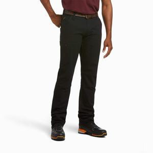 Men's Ariat Rebar M4 Low Rise DuraStretch Made Tough Double Front Pants Black | NSJI-06287