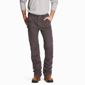 Men's Ariat Rebar M4 Relaxed DuraStretch Washed Twill Dungaree Cut Pants Grey | RWLT-52189