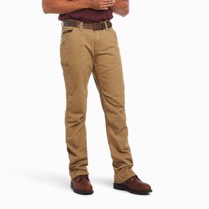 Men's Ariat Rebar M4 Relaxed DuraStretch Washed Twill Dungaree Cut Pants Khaki | YKFE-56874