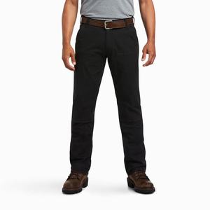 Men's Ariat Rebar M7 Slim DuraStretch Made Tough Double Front Pants Black | CPFR-56381