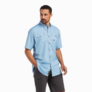 Men's Ariat Rebar Made Tough VentTEK DuraStretch Short Sleeve Multicolor | FMOJ-85136