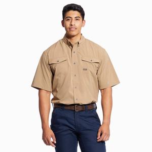 Men's Ariat Rebar Made Tough VentTEK DuraStretch Shirts Khaki | TSPZ-64907