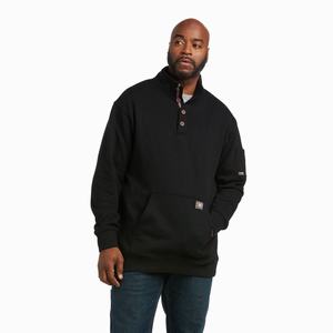 Men's Ariat Rebar Overtime Fleece Hoodie Black | SGHU-38195