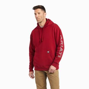 Men's Ariat Rebar Roughneck Hoodie Red | AUGL-23460