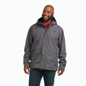 Men's Ariat Rebar Stormshell Waterproof Jackets Grey | QHFD-69547