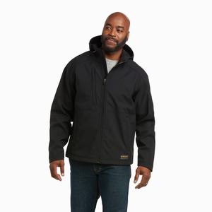 Men's Ariat Rebar Stretch Canvas Softshell Logo Jackets Black / Light Green | IROU-57319