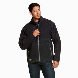 Men's Ariat Rebar Stretch Canvas Softshell Jackets Black | XZAP-98267