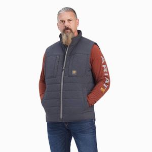 Men's Ariat Rebar Valiant Stretch Canvas Water Resistant Insulated Jackets Grey | JVAQ-02795