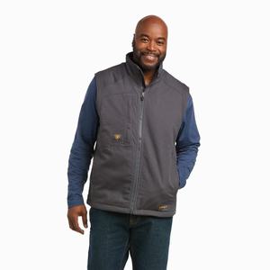 Men's Ariat Rebar Washed DuraCanvas Insulated Jackets Grey | OIDG-09617