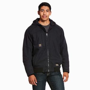 Men's Ariat Rebar Washed DuraCanvas Insulated Jackets Black | SZXK-98103