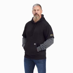 Men's Ariat Rebar Workman Dually Hoodie Grey / Black | BREG-57098