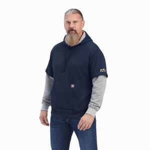 Men's Ariat Rebar Workman Dually Hoodie Navy / Grey | GTIN-16739