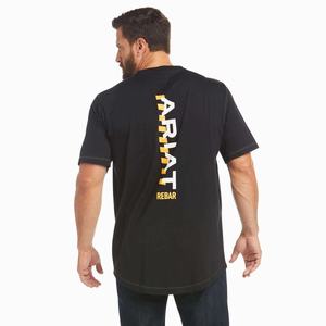 Men's Ariat Rebar Workman Logo Short Sleeve Black | QSLN-32491