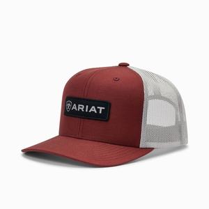 Men's Ariat Rectangle Logo Patch Hats Red | YZMV-57914