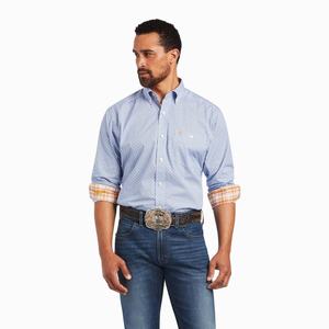 Men's Ariat Relentless Alacrity Stretch Classic Fit Shirts Blue | VBQY-94615