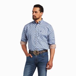 Men's Ariat Relentless Concrete Stretch Classic Fit Shirts Blue | MZIF-71380