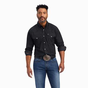 Men's Ariat Relentless Resilient Stretch Classic Fit Snap Shirts Black | RNCX-65032