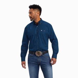 Men's Ariat Relentless Skillful Stretch Classic Fit Shirts Navy | QTDN-53149