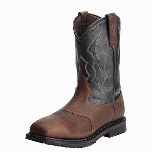 Men's Ariat RigTek Wide Square Toe Waterproof Composite Toe Waterproof Boots Brown | RFNC-70895