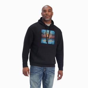 Men's Ariat Serape Block Hoodie Black | RAQC-46723