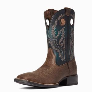 Men's Ariat Sport Buckout Western Boots Chocolate | CGBH-29584