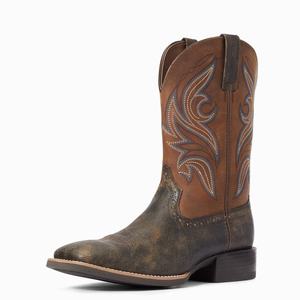 Men's Ariat Sport Knockout Western Boots Brown | SXDR-81945