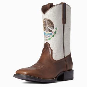 Men's Ariat Sport Orgullo Mexicano Western Boots Chocolate | PGIL-91826