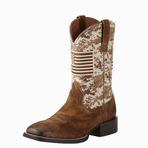 Men's Ariat Sport Patriot Western Boots Beige | YXHZ-97842