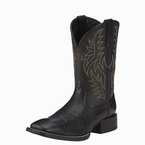 Men's Ariat Sport Wide Square Toe Western Boots Black | BRGE-41028