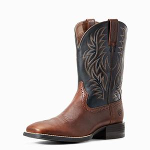 Men's Ariat Sport Wide Square Toe Western Boots Brown | HYUS-48105