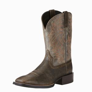 Men's Ariat Sport Wide Square Toe Western Boots Brown | SPMA-56701