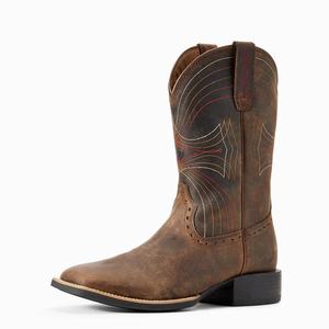 Men's Ariat Sport Wide Square Toe Western Boots Brown | UQBW-92183