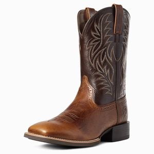 Men's Ariat Sport Wide Square Toe Western Boots Brown | ZEUA-48132