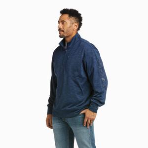 Men's Ariat Team Logo 1/4 Zip Hoodie Indigo | UBVI-46197