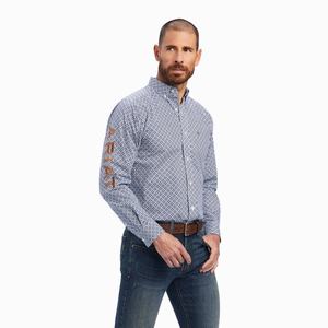 Men's Ariat Team Maurice Fitted Shirts White | OEGJ-24098