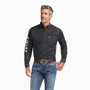 Men's Ariat Team Raine Classic Fit Shirts Black | OMSZ-05476