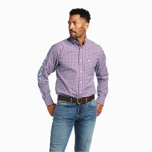 Men's Ariat Team Tundra Fitted Shirts Royal Purple | PCMN-62980