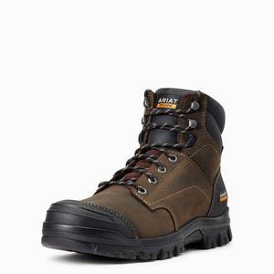 Men's Ariat Treadfast 6" Waterproof Work Boots Dark Brown | JZAU-21460