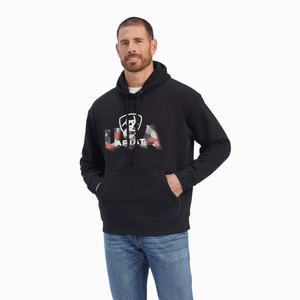 Men's Ariat USA Proud Hoodie Black | ILFE-45326