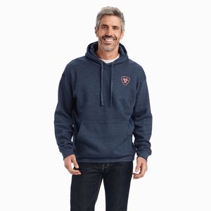 Men's Ariat US of A Hoodie Navy | ZWDE-61328