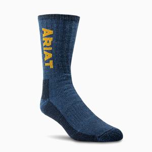 Men's Ariat Ultimate Thermal Wool Blend 2 Pair Pack Socks Blue | ZWJR-40816