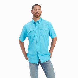 Men's Ariat VentTEK Outbound Classic Fit Shirts Blue | AJBK-14532