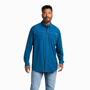 Men's Ariat VentTEK Outbound Classic Fit Shirts Turquoise | GYDV-39071