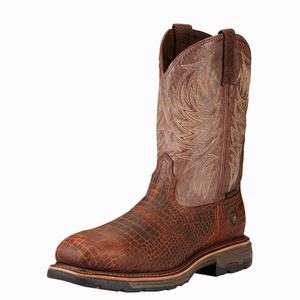 Men's Ariat WorkHog Composite Toe Work Boots Brown | THFN-82794