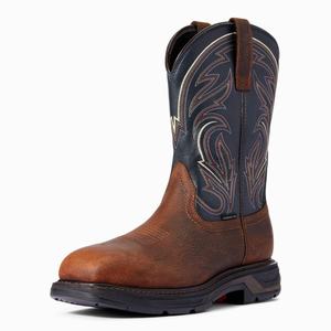 Men's Ariat WorkHog XT Cottonwood Carbon Toe Work Boots Brown | HOML-53089